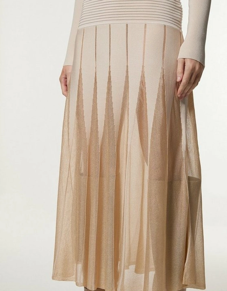 Slinky Knit Scooped Neck Sheer Detail Maxi Dress