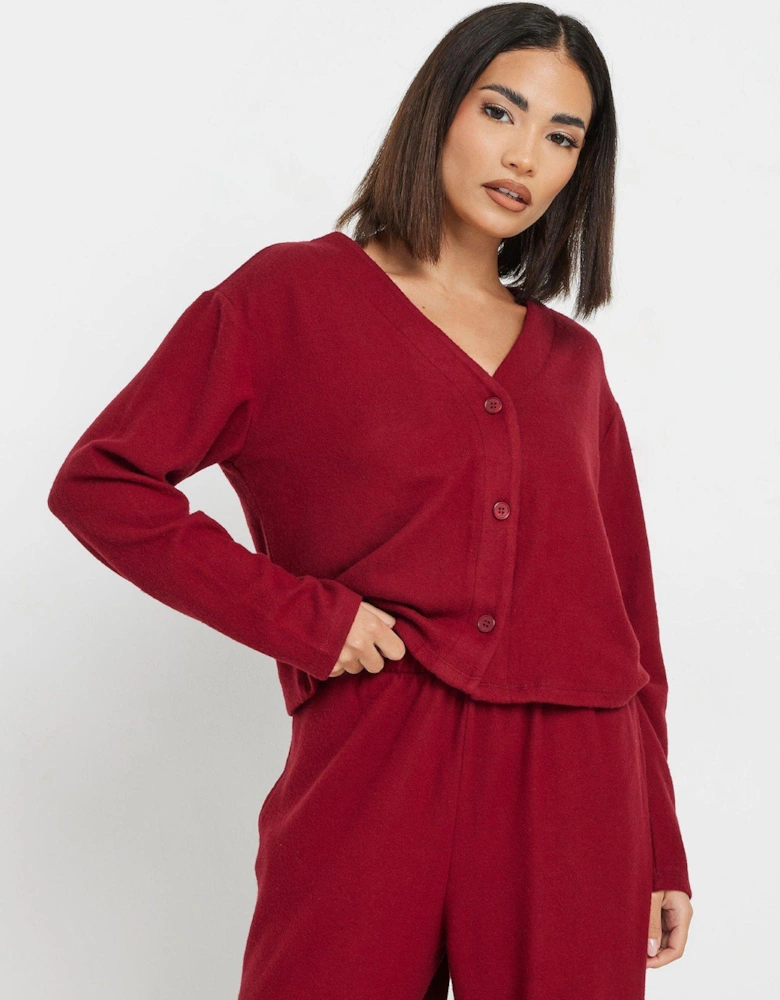 Petite Long Sleeve Cardigan - Red