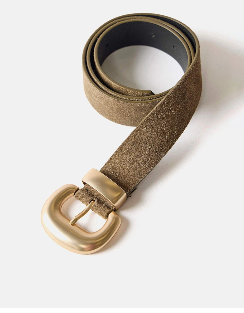 Khaki Suede Wide Belt