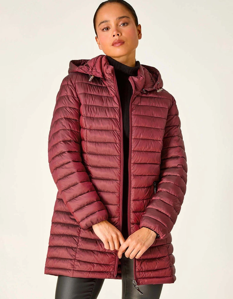 Petite Quilted Longline Padded Coat - Orange