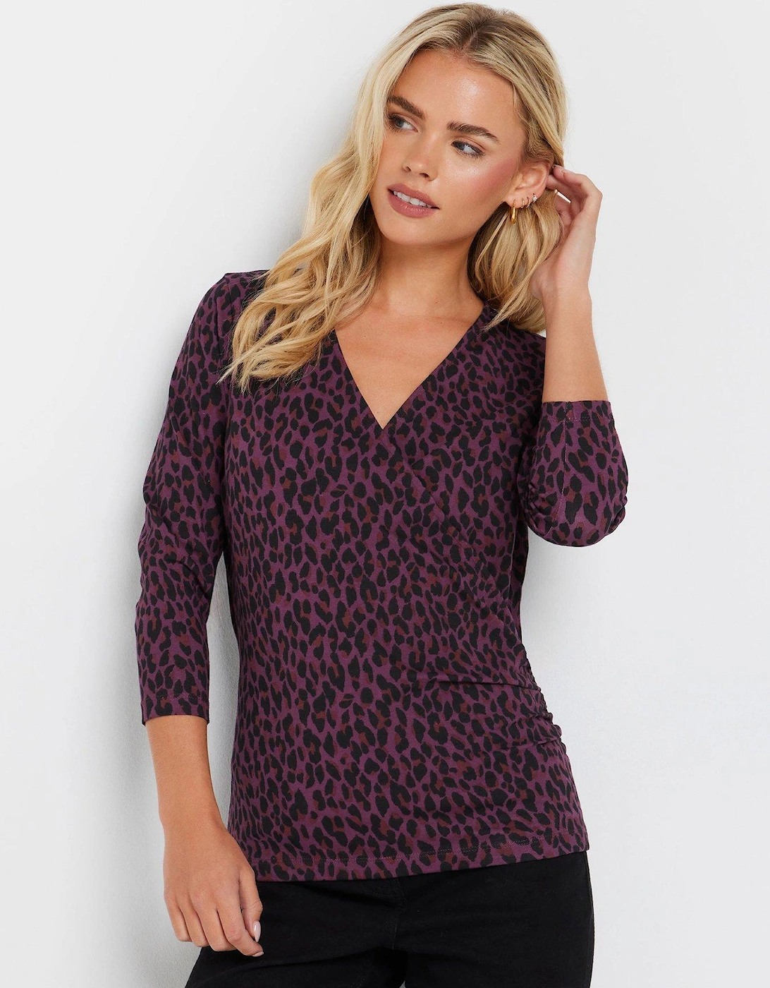 Petite Animal Wrap Top - Purple, 2 of 1