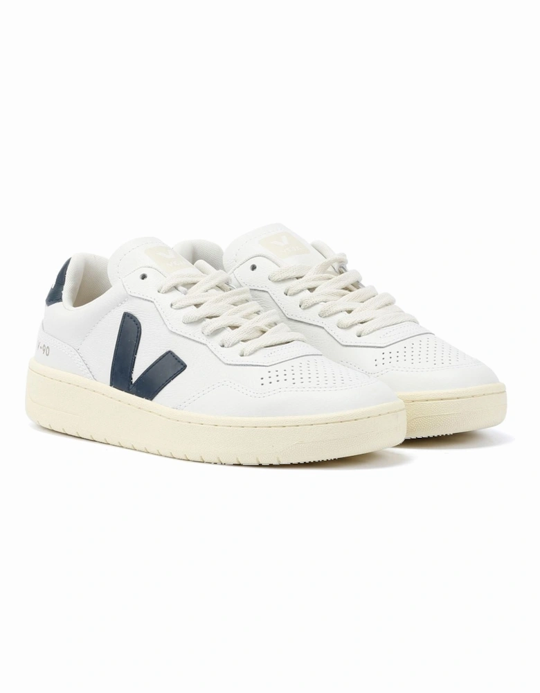 V-90 Leather Women's White/Navy Trainers