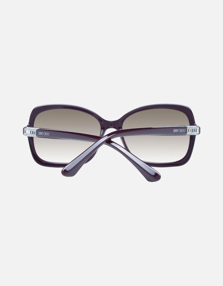 Burgundy Rectangle Sunglasses with Green Gradient Lenses Women