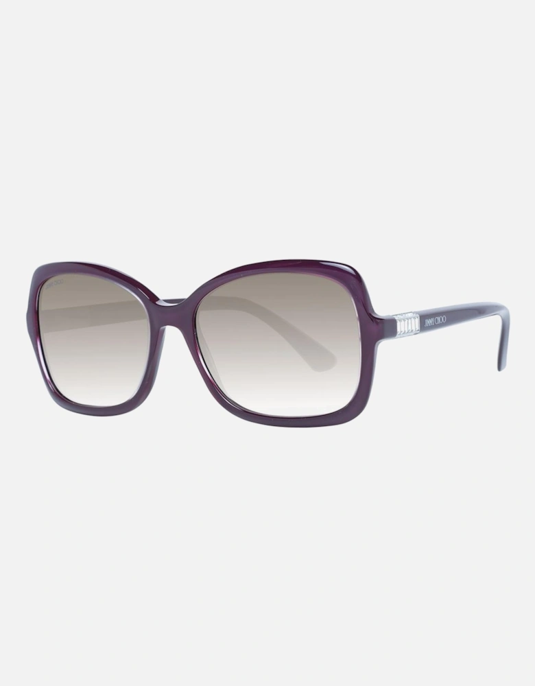 Burgundy Rectangle Sunglasses with Green Gradient Lenses Women