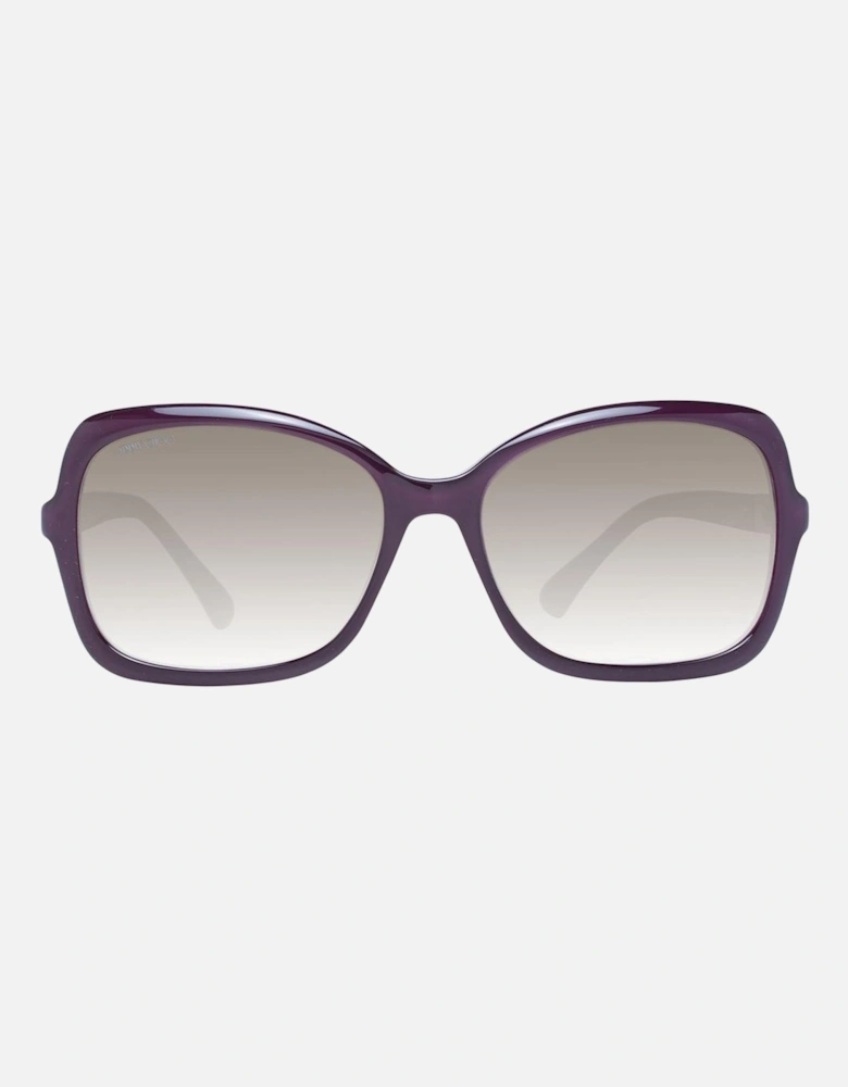 Burgundy Rectangle Sunglasses with Green Gradient Lenses Women