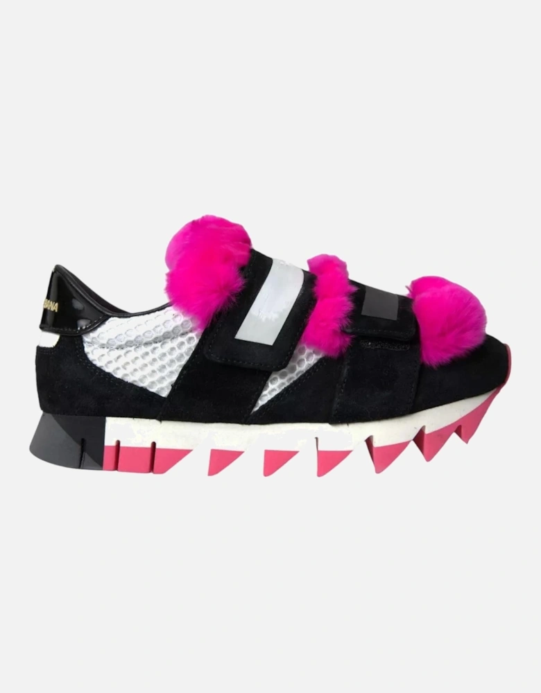 Black Pink Neoprene Stretch Shark Sneakers Shoes Women