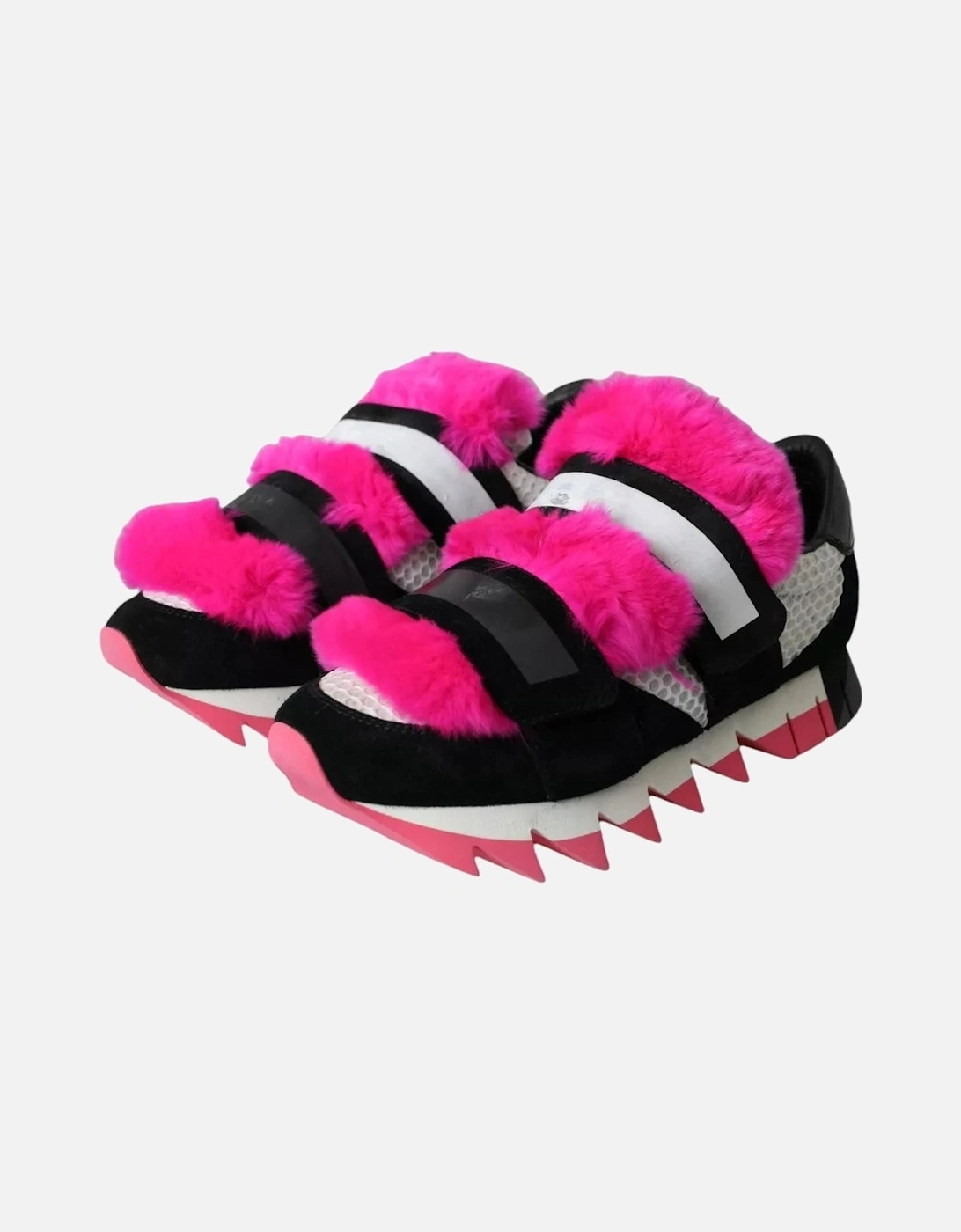 Black Pink Neoprene Stretch Shark Sneakers Shoes Women