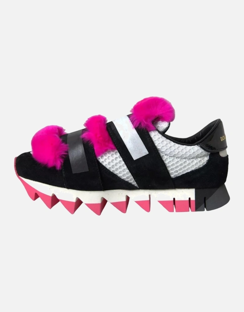 Black Pink Neoprene Stretch Shark Sneakers Shoes Women