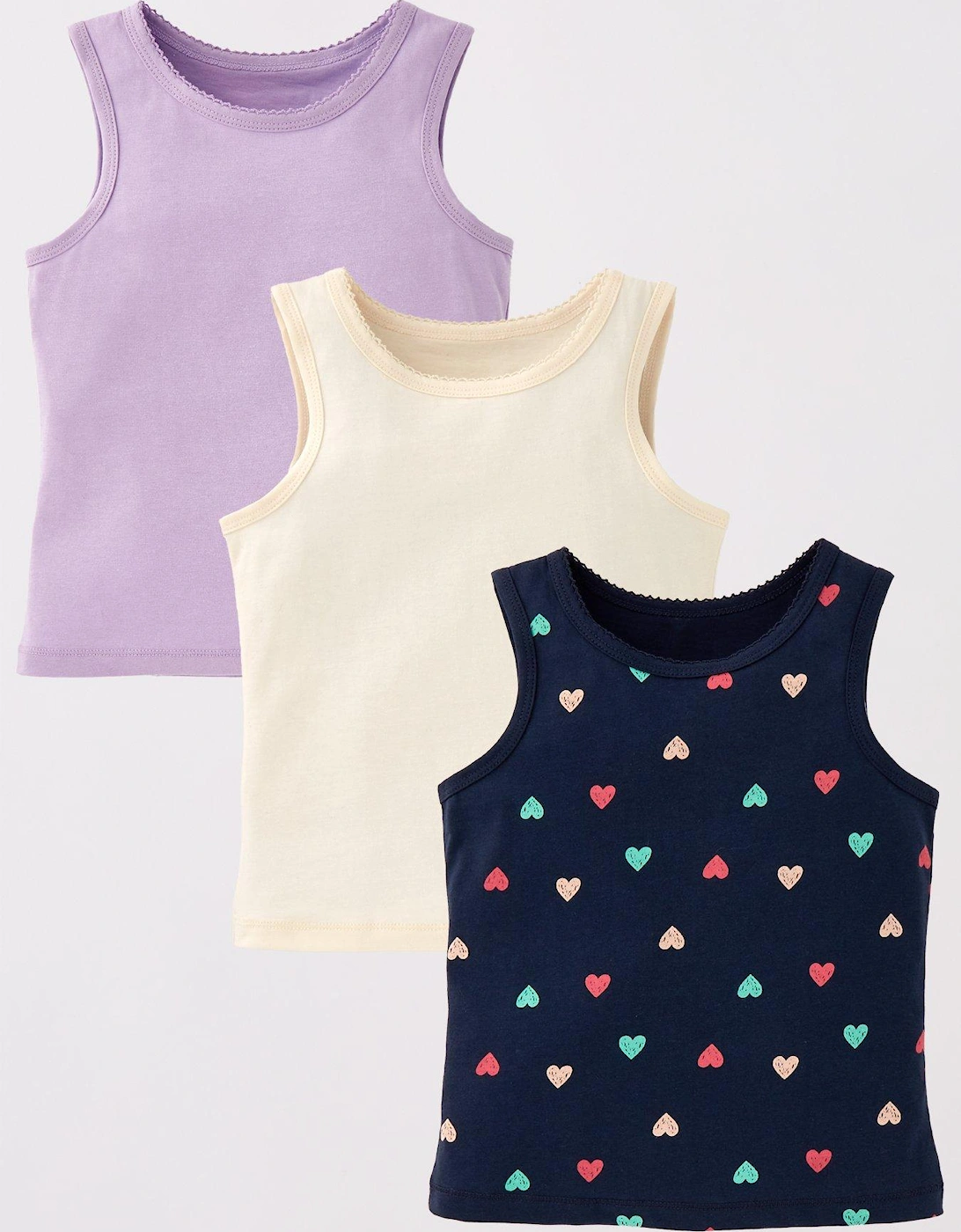 Girls 3 Pack Heart Vests - Multi, 2 of 1