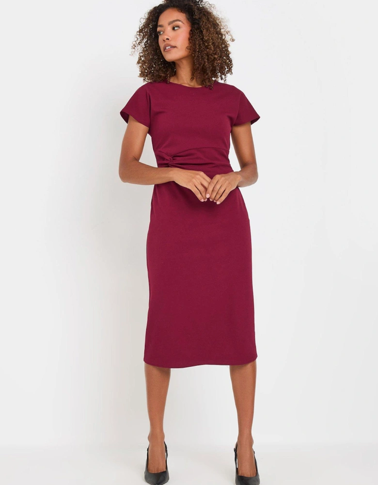 Berry Bow Detail Midi Dress