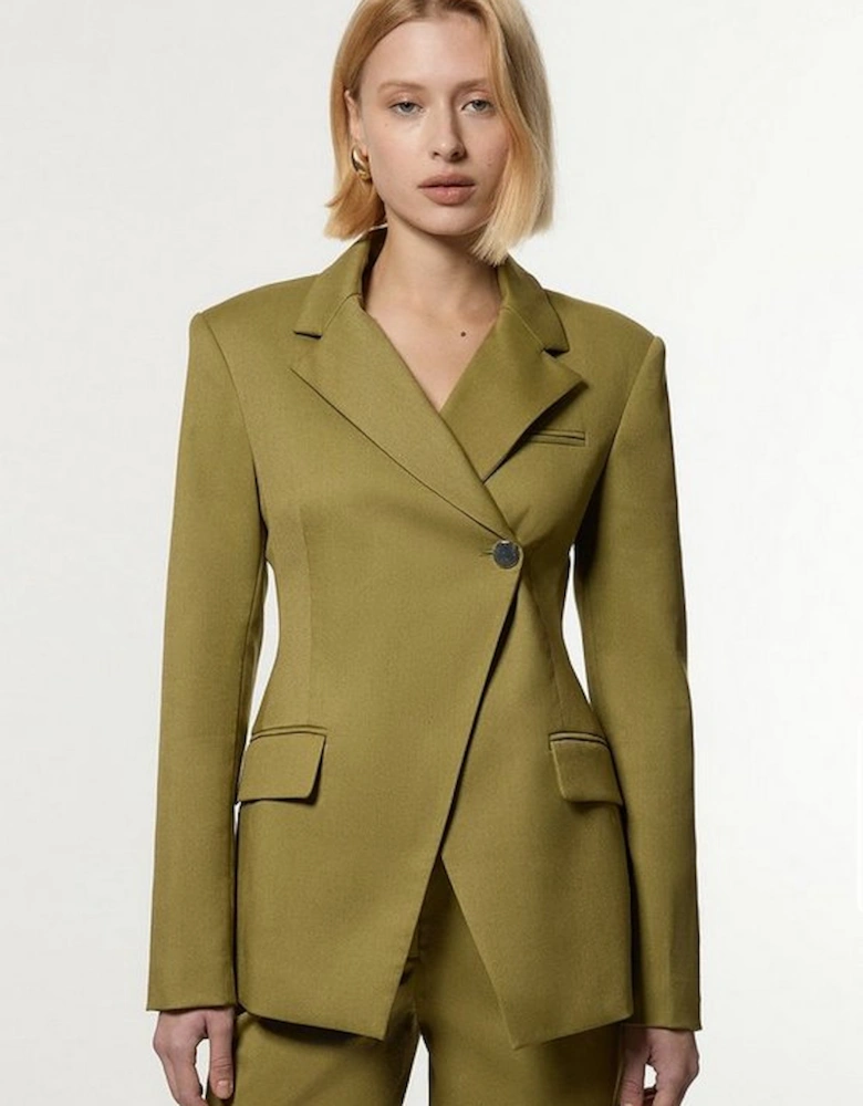 Soft Structured Asymmetric Tailored Single Breasted Blazer