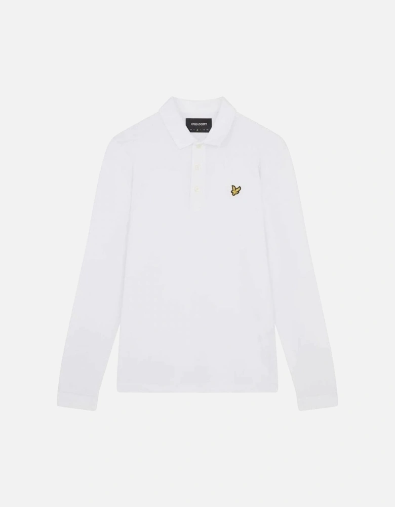 Lyle Scott Branded Chest Logo White Long Sleeve Polo Shirt