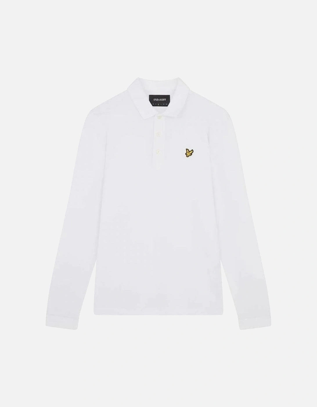 Lyle Scott Branded Chest Logo White Long Sleeve Polo Shirt