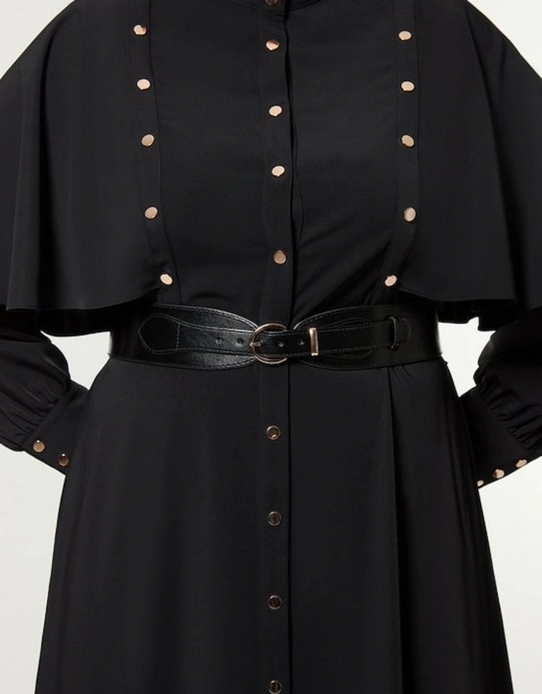 Plus Size Studded Crepe Cape Sleeve Woven Maxi Dress