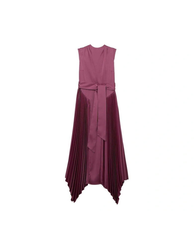 Satin Back Crepe Pleat Woven Midaxi Dress