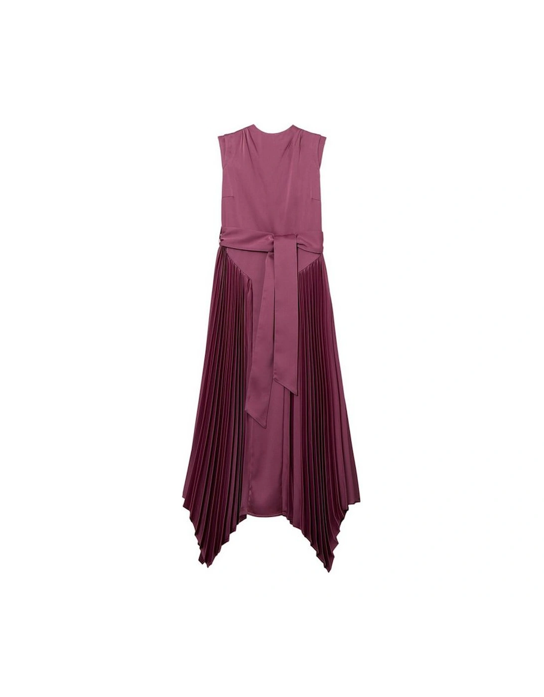 Satin Back Crepe Pleat Woven Midaxi Dress