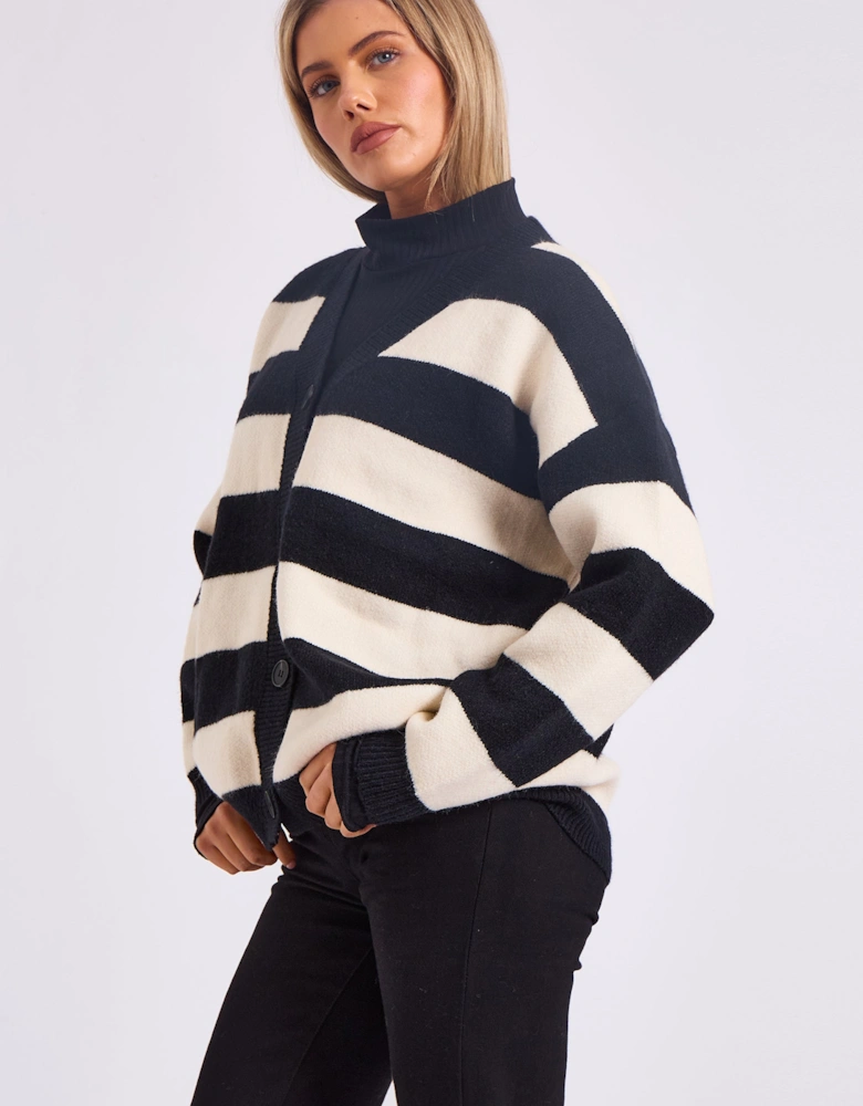 Stripe Oversized Button Through Cardigan