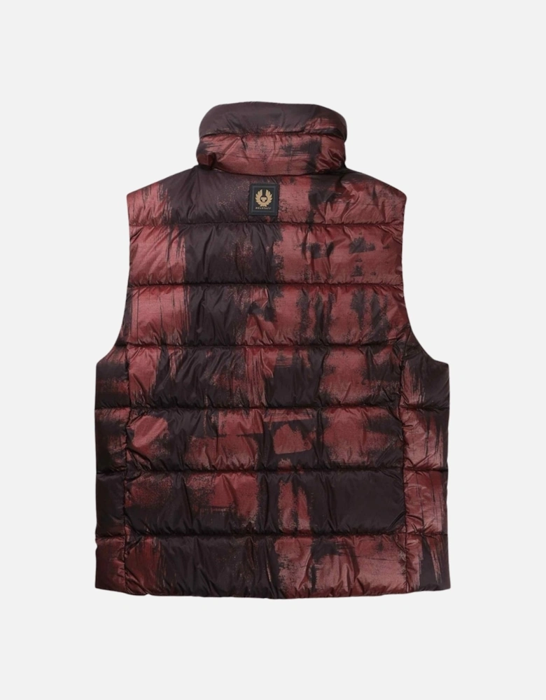 Abstract Laurel Lava Red Gilet Down Jacket