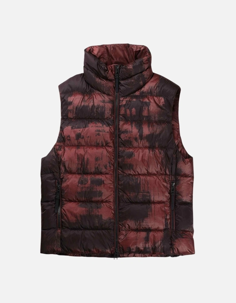 Abstract Laurel Lava Red Gilet Down Jacket