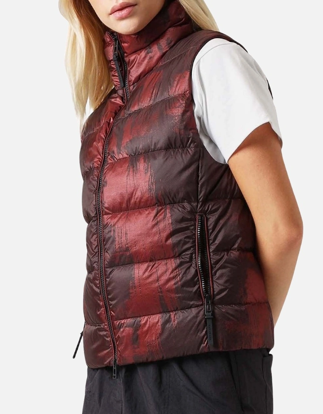 Abstract Laurel Lava Red Gilet Down Jacket