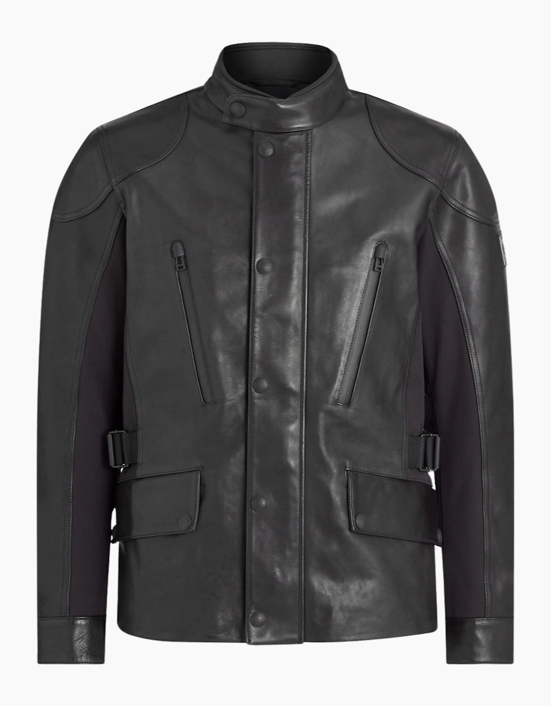 Men's Belstaff Mailstrom Black Leather Motorcycle Jacket - Size: 40/Regular