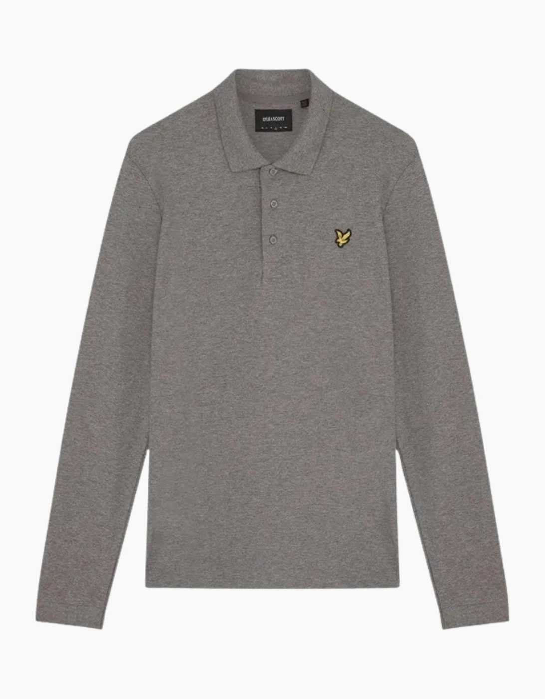 Men's Lyle & Scott Plain Grey Long Sleeved Polo Shirt - Size: 36