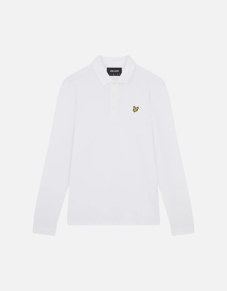 Lyle Scott Branded Chest Logo White Long Sleeve Polo Shirt