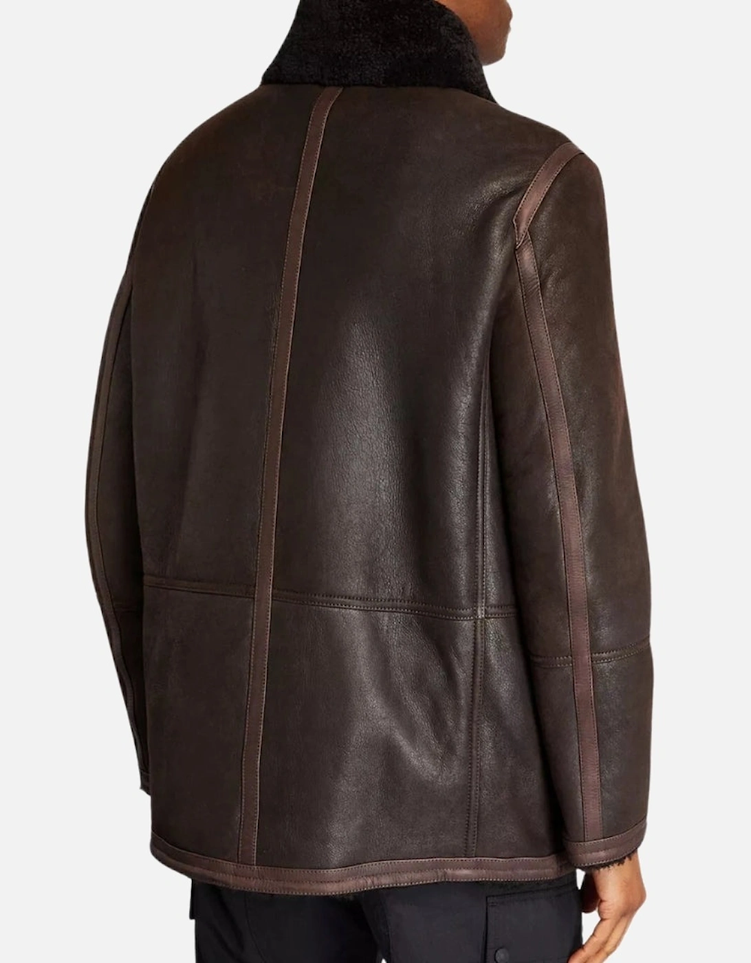 Ramsey Lamb Leather Ebony Brown Sherling Leather Jacket