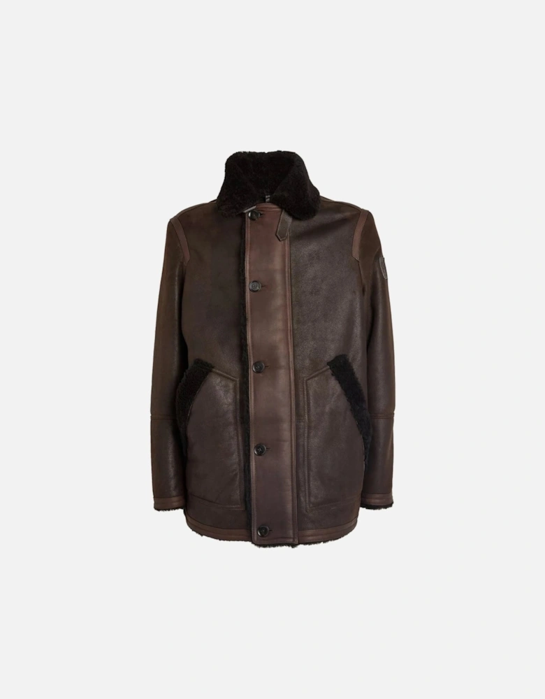 Ramsey Lamb Leather Ebony Brown Sherling Leather Jacket