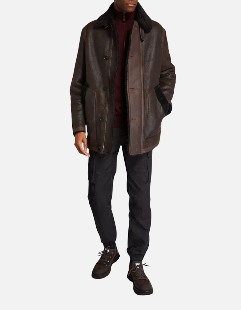 Ramsey Lamb Leather Ebony Brown Sherling Leather Jacket