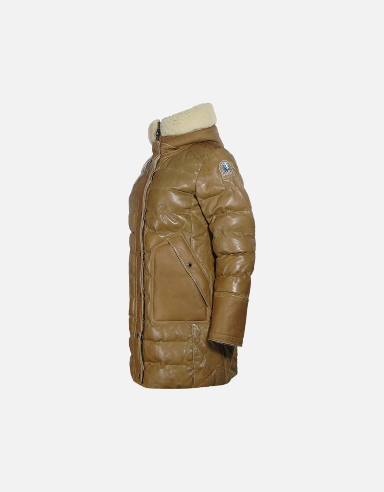 Demi Special Brown Long Leather Down Jacket