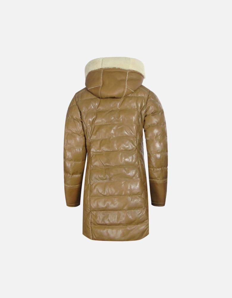 Demi Special Brown Long Leather Down Jacket