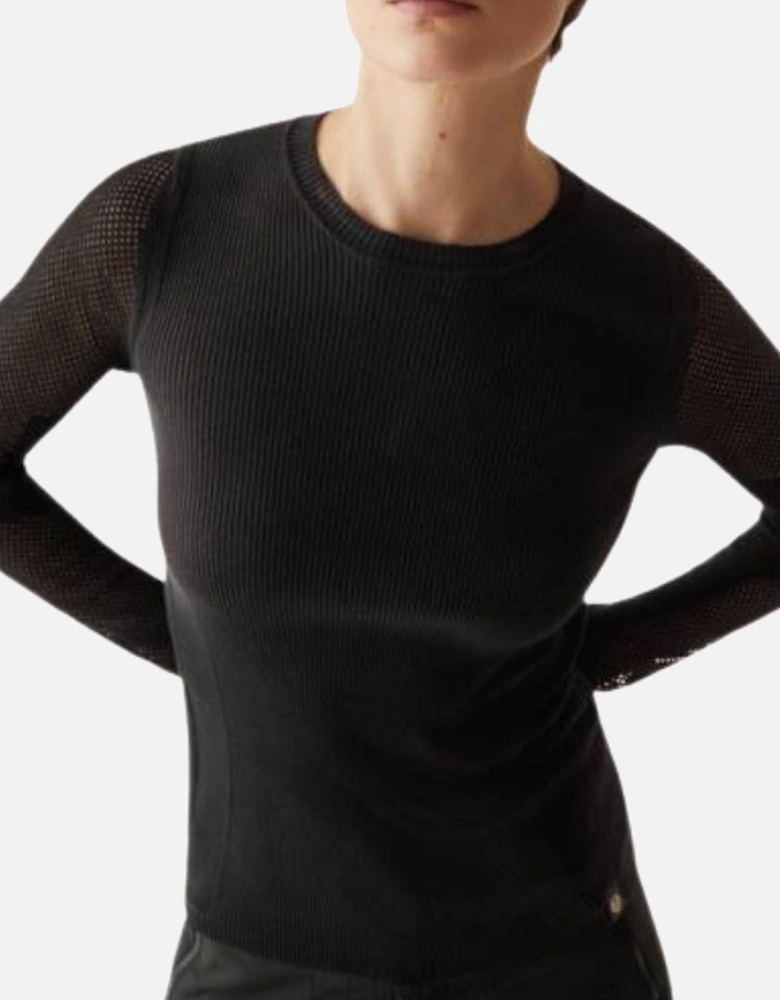 Kai Crewneck Long Sleeve Black T-Shirt