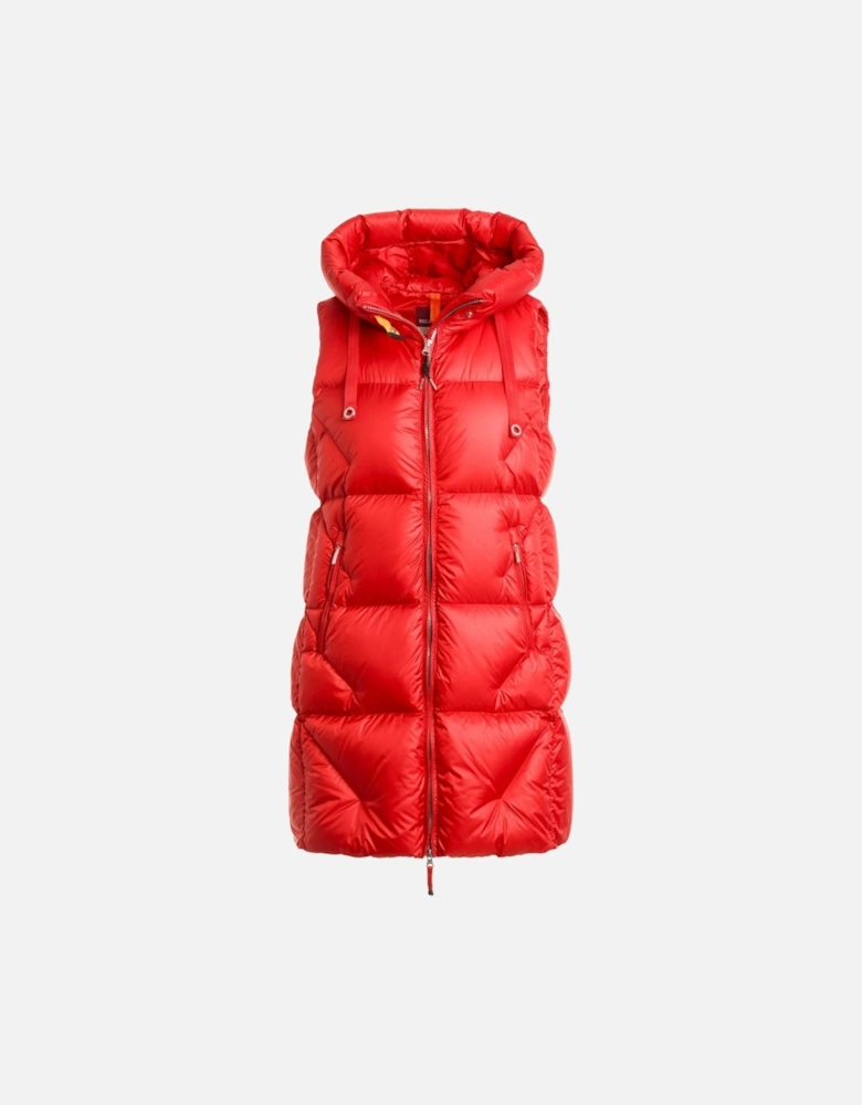 Zuly Red Long Down Gilet Jacket