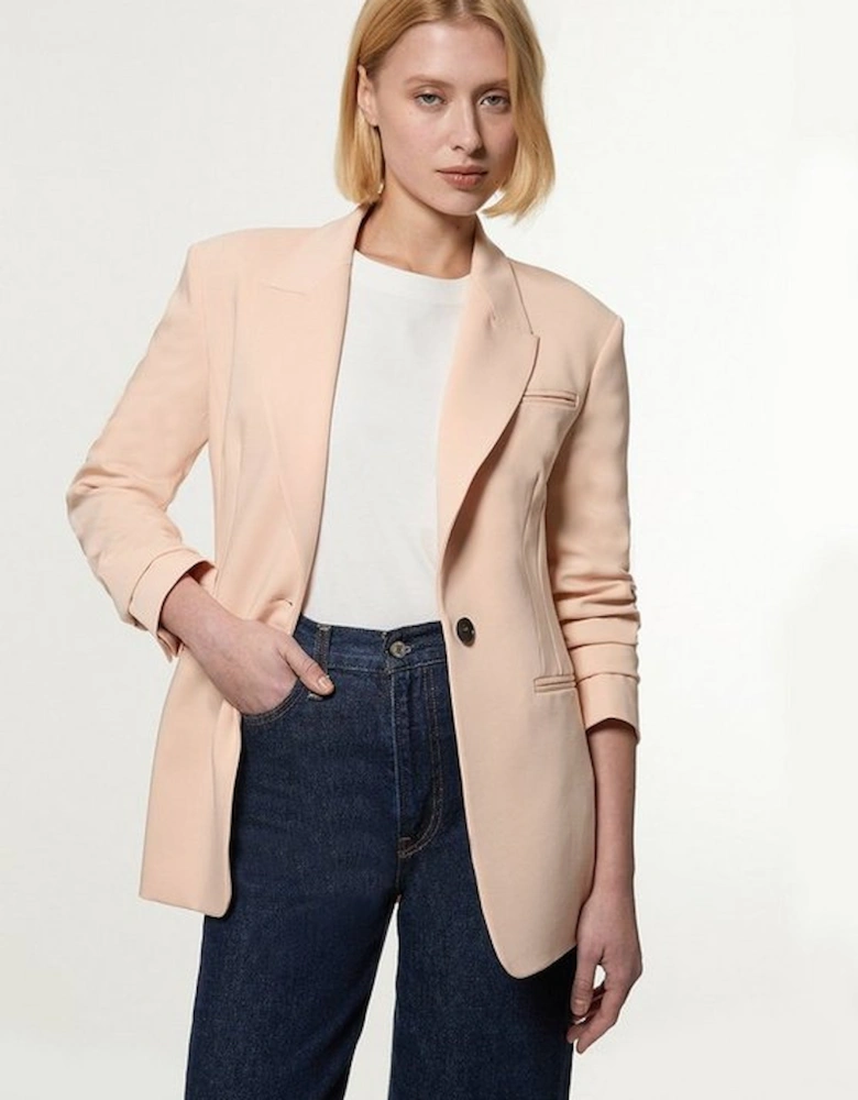 Polished Viscose Tailored Single Breasted Jacket