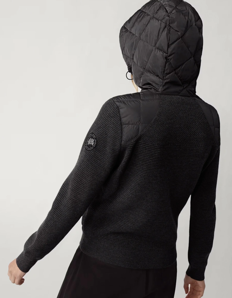 Womens Hybridge Knit Hoody Black