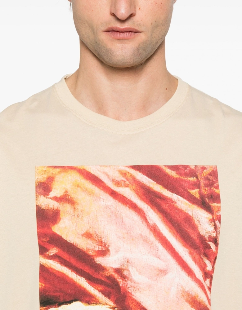 Painting Print T Shirt Beige