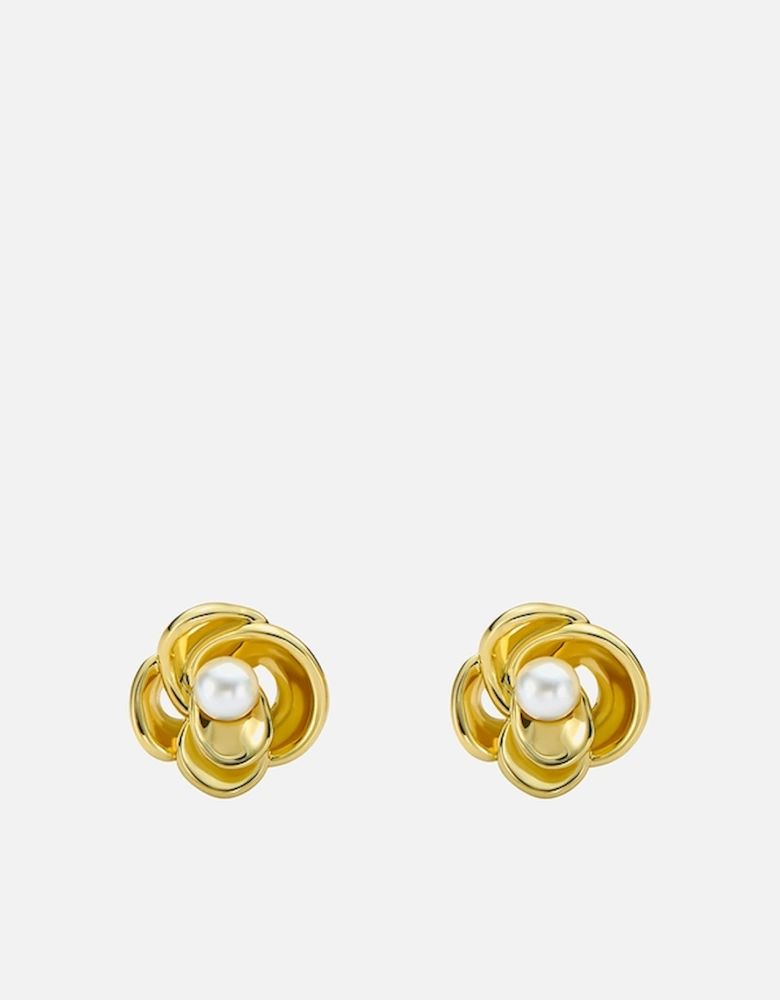 Flo Pearl Gold-Plated Flower Earrings