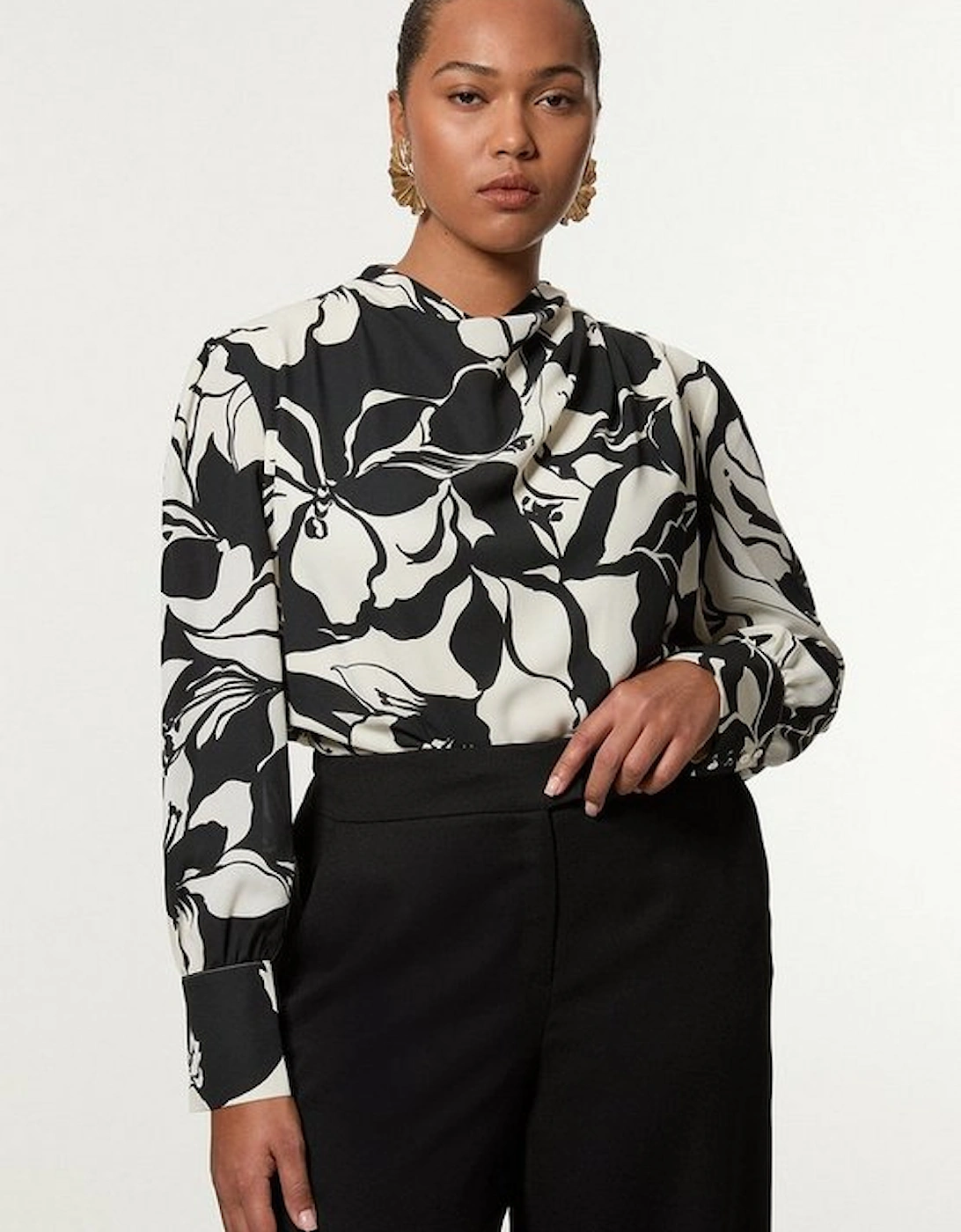 Plus Size Printed Woven High Neck Blouse, 5 of 4