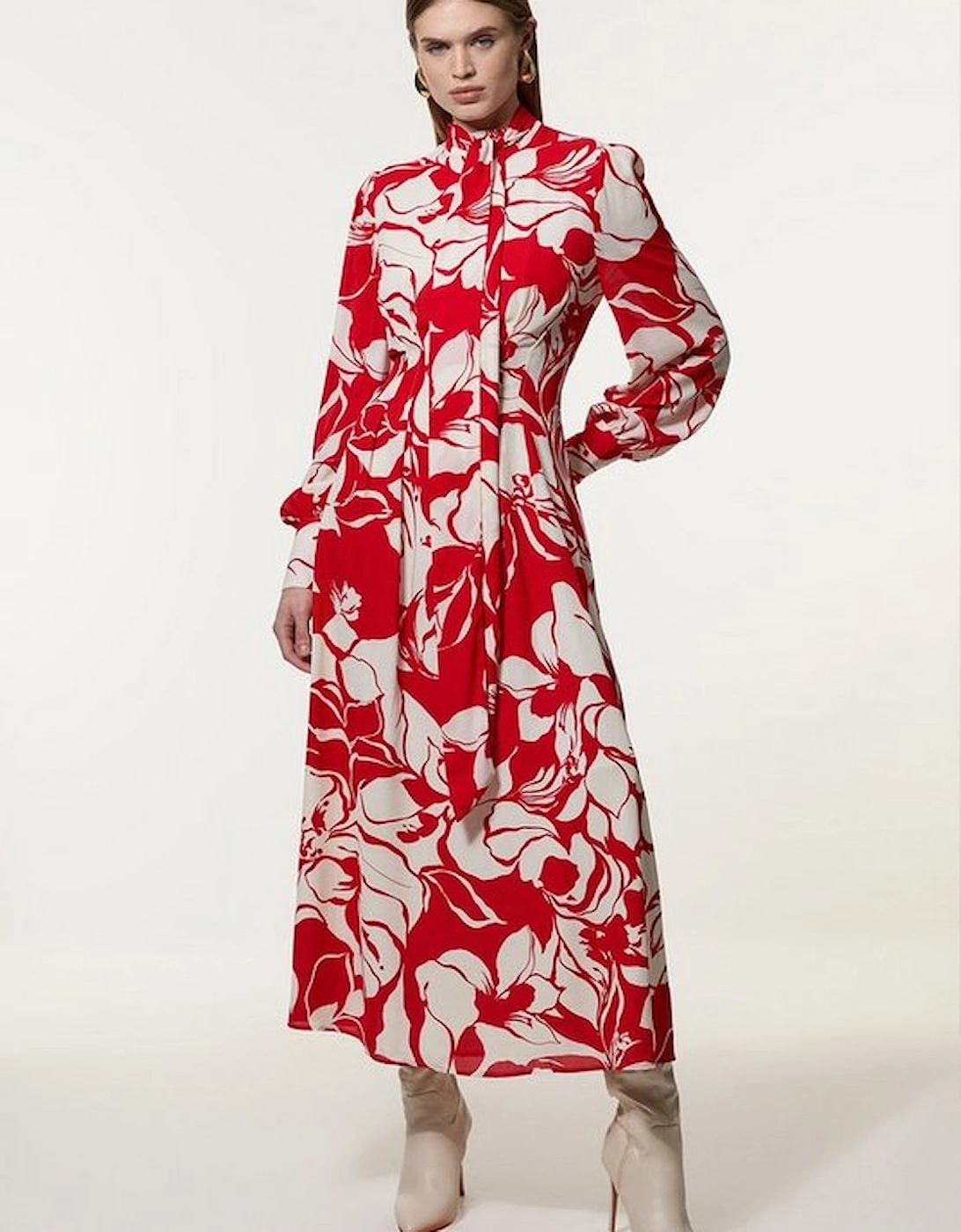 Printed Georgette Woven Tie Maxi Dress, 5 of 4