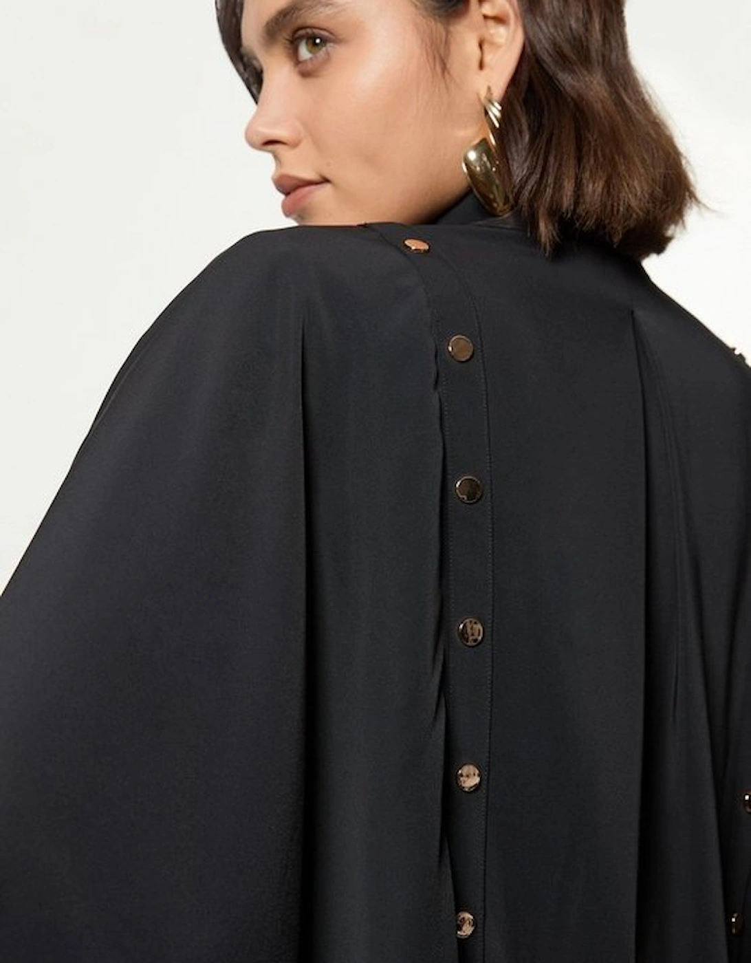 Studded Crepe Cape Sleeve Woven Blouse