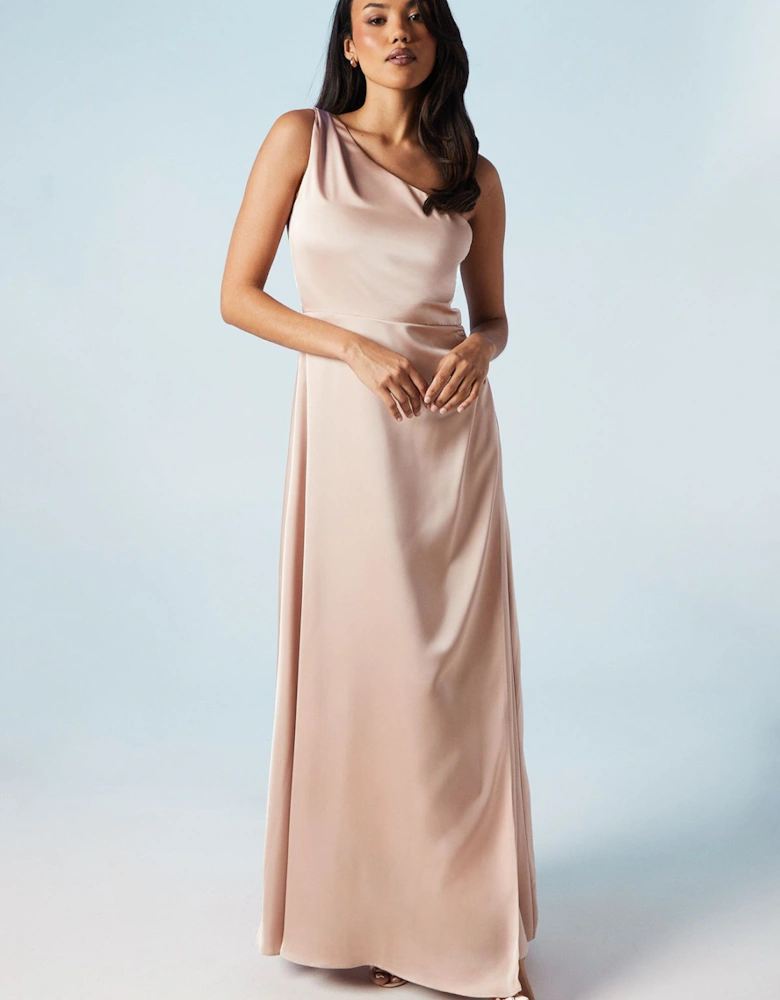 One Shoulder Satin Bridesmaids Dress