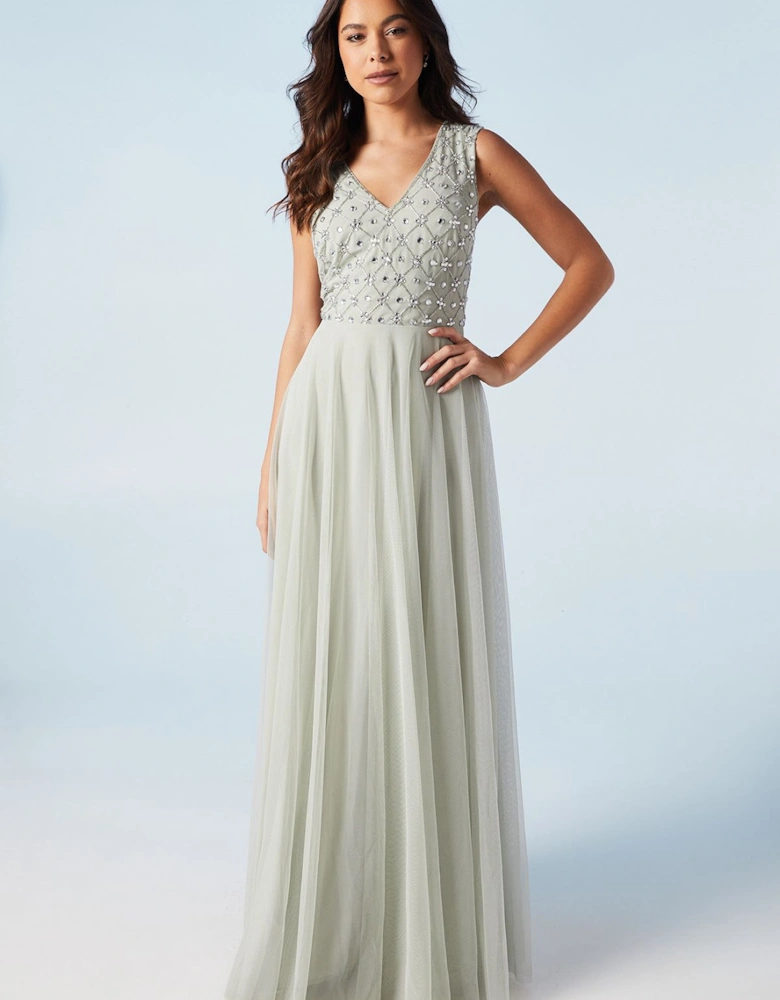 Embellished V Neck Two In One Bridesmaid Dress