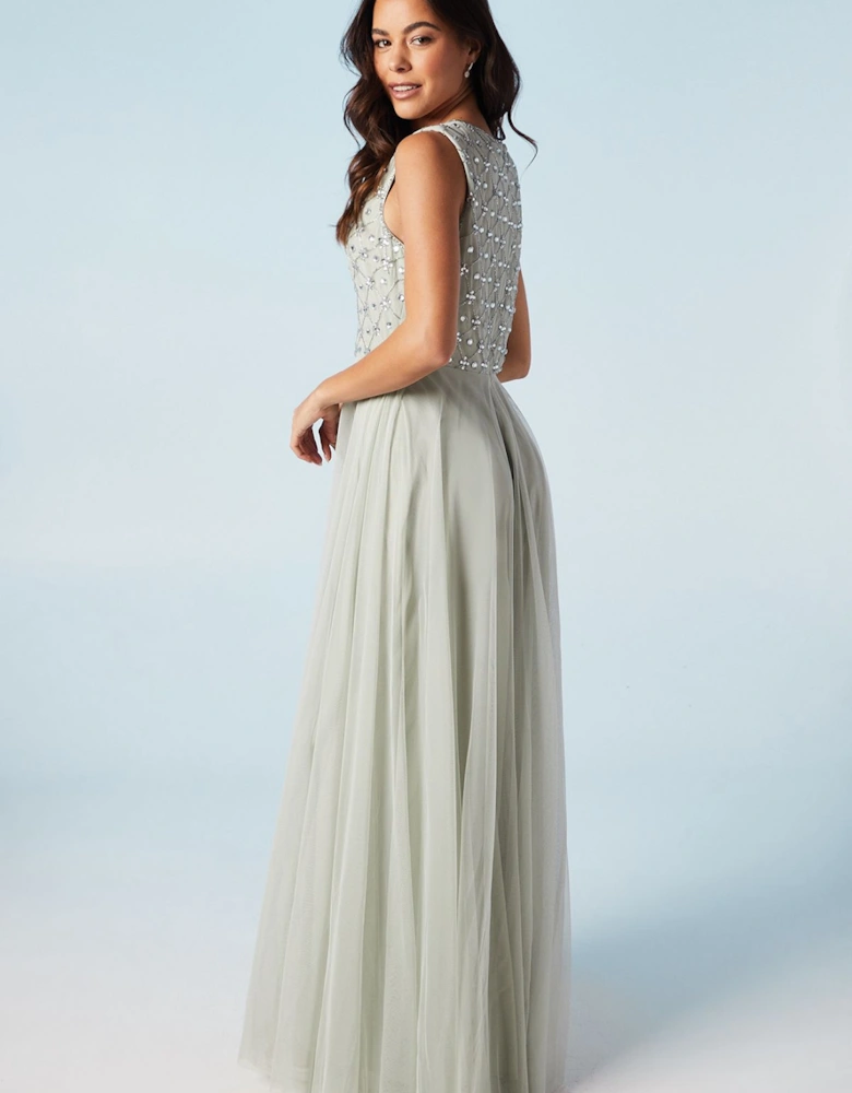 Embellished V Neck Two In One Bridesmaid Dress