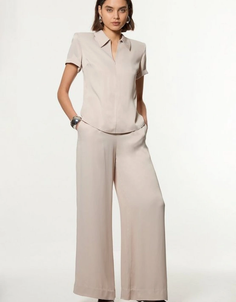 Satin Wide Leg Woven Trousers