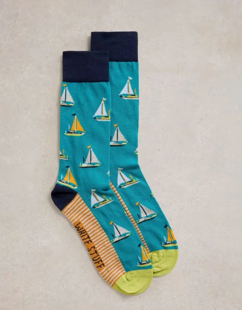 Men's Yachting Ankle Sock Teal Multi