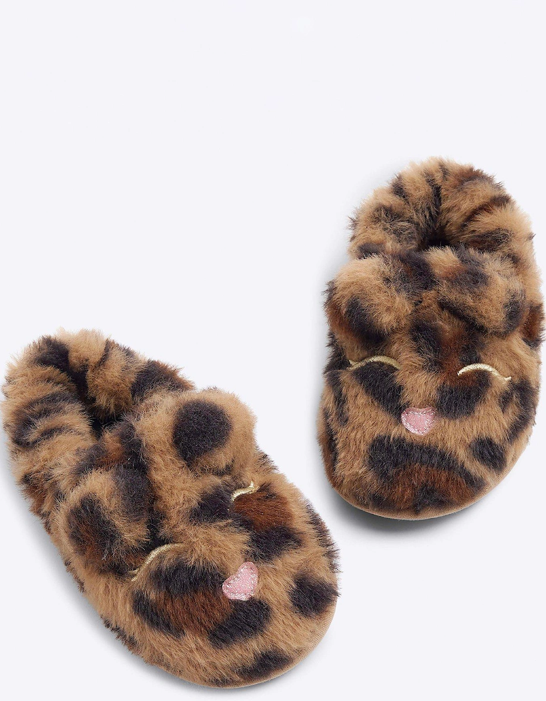 Faux Fur Leopard Slipper - Brown