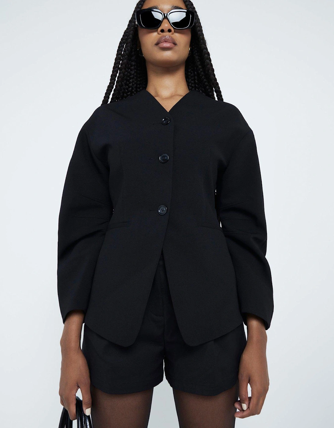 Puff Sleeve Tailored Blazer - Black