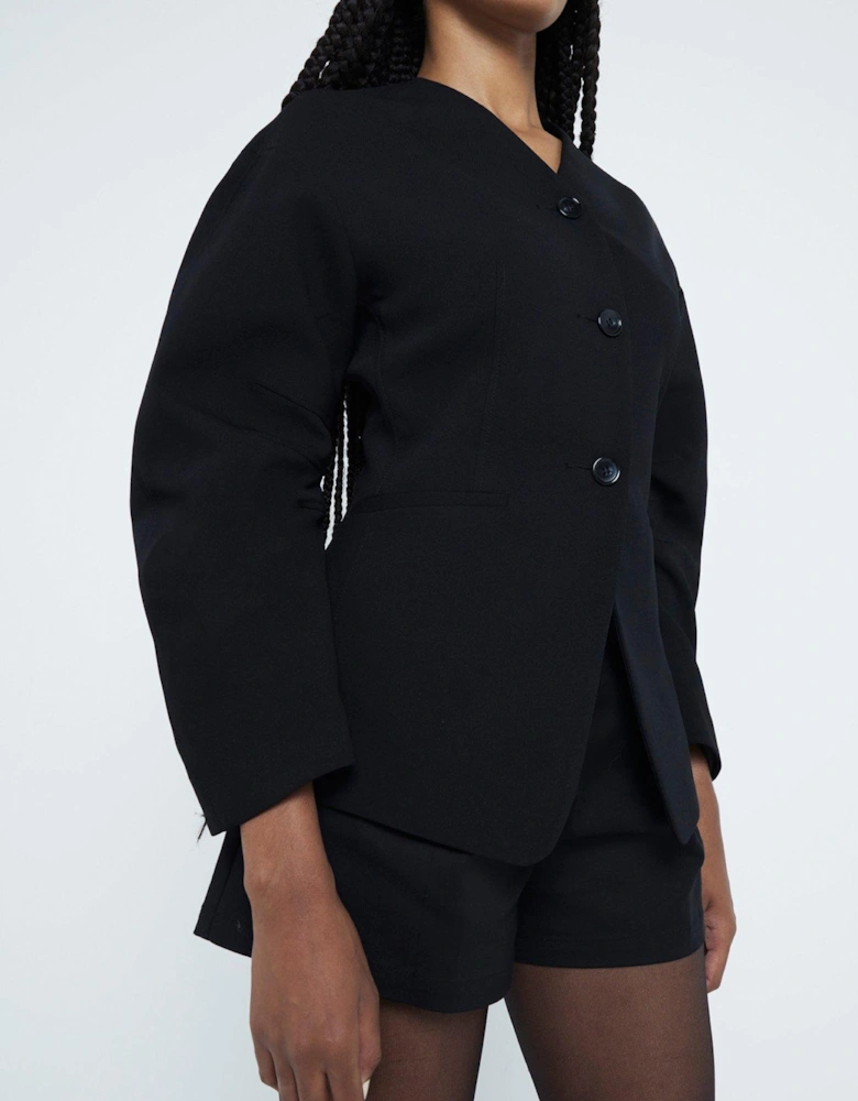 Puff Sleeve Tailored Blazer - Black