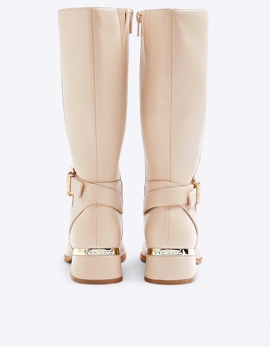 Older Girl Heeled Knee High Boots - Cream